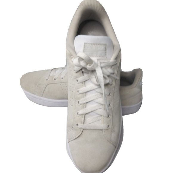 Adidas Beige Suede Sneaker Cloudfoam Advantage DA9672~Mens 11.5 - Picture 1 of 11